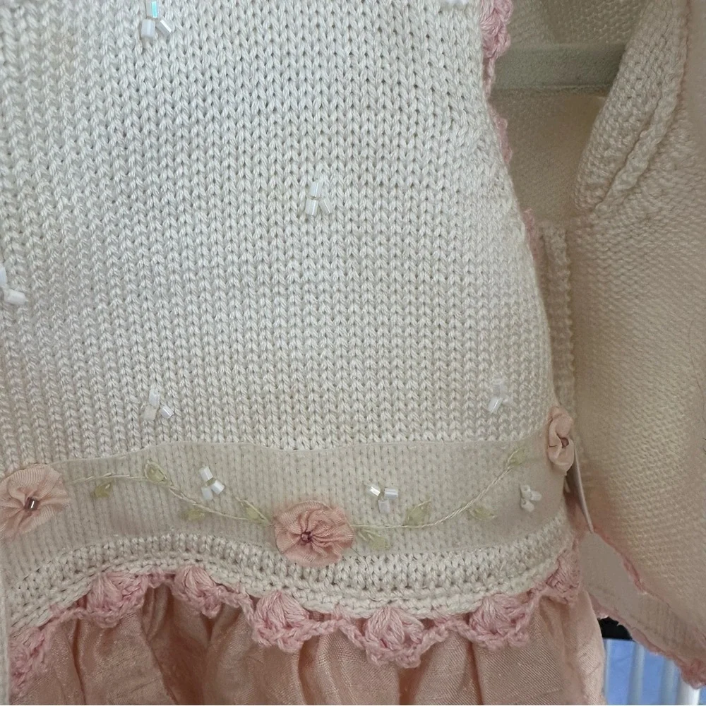 Girls Dupioni Silk Sweater Dress Set 6-12M